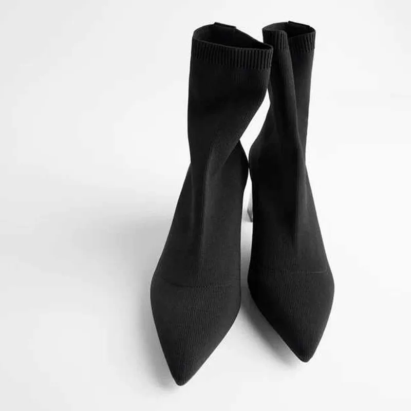 India More Serious Za Pantofi Pentru Femei De Metal Toc înalt Elastic Cizme Scurte Negre A  Subliniat Deget De La Picior Ciorapi Cizme Tricotate împletit Femei Cizme  Elastice - Cizme pentru femei / www.gmagazin.ro